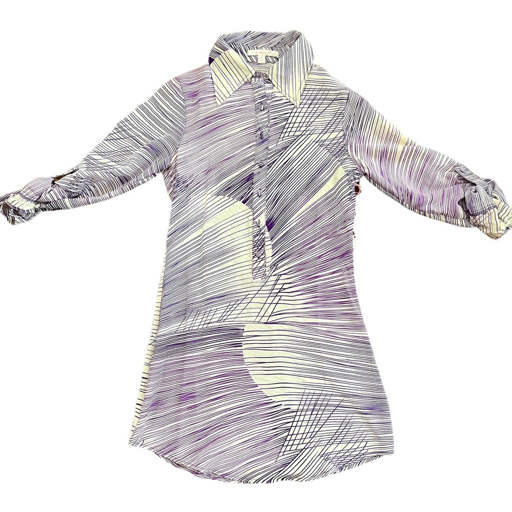 JENNY HAN Silk Shirt Dress Roll Tab Sleeves Women’s XS